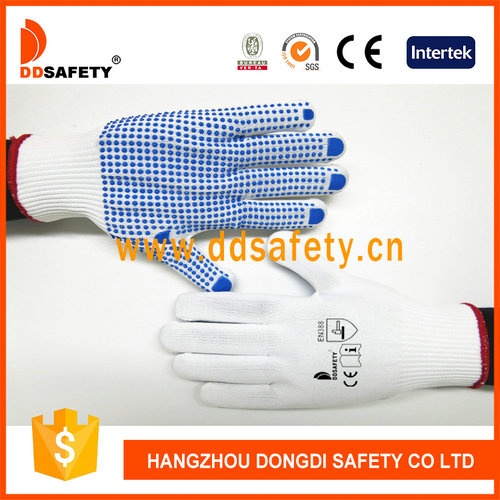 Knitted with blue pvc glove Knitted with blue pvc glove